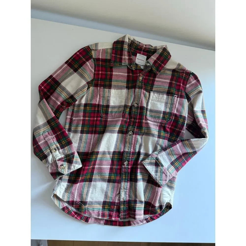 $50 Hanna Andersson Boys Button Down in French Terry - 6-7 years